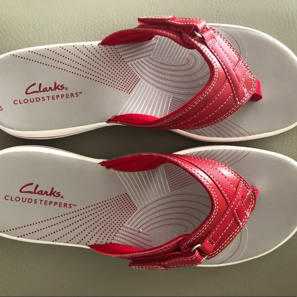 Clarks red sandals